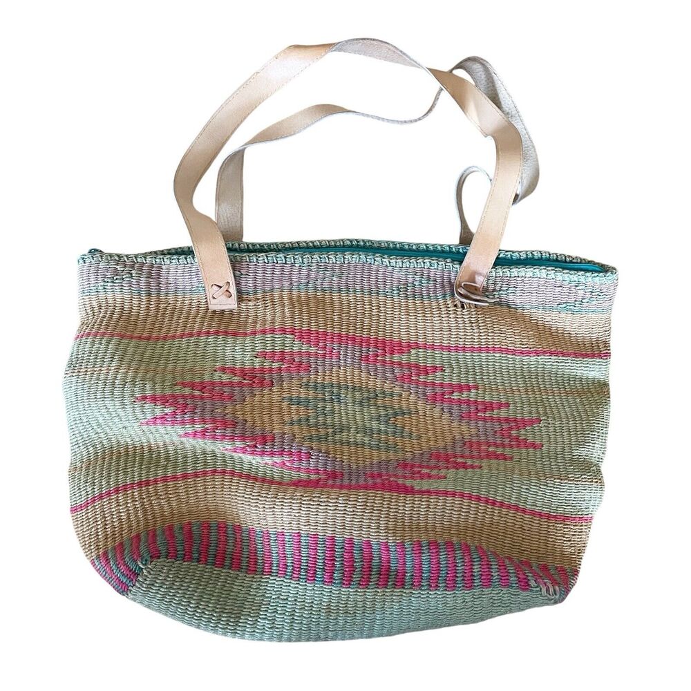 Vintage Woven Raffia Should Bag Tote Oversized Boho Countrycore Market Beach - Picture 2 of 8